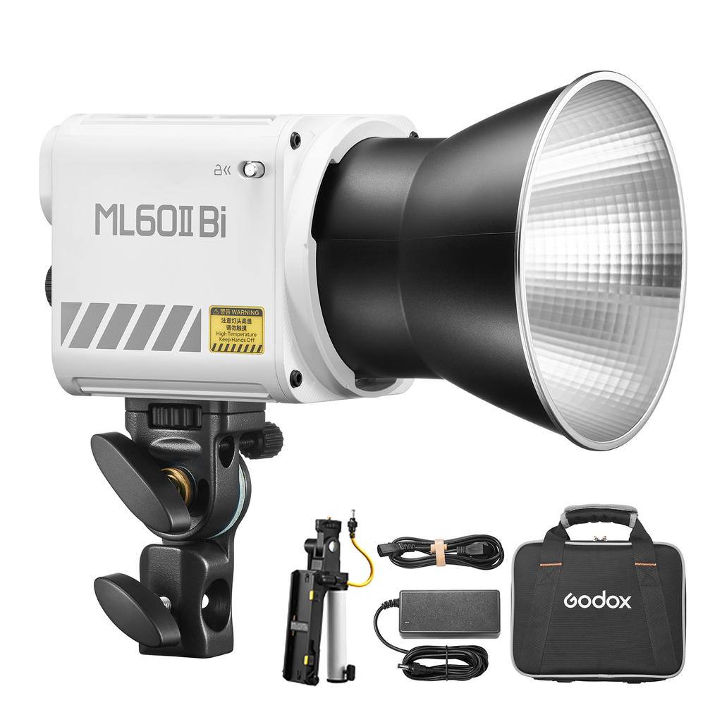 GODOX ML60II Bi Kit 70W Video Light Kit Bi-Color Photography Light 2800K-6500K Dimmable CRI More Than 96 with
