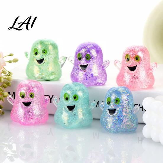 Ghost Fidget Toys 1/5Pcs Mini Halloween Squeeze Toy Glitter Stress Relief Ball Sensory Toy Party Favors for Kids Adults