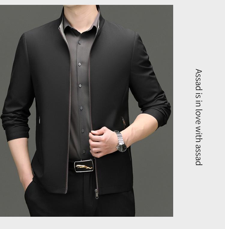 2025 High-End Men's Business Casual Non-Iron Jacket for Spring/Autumn - Middle-Aged Dad Style