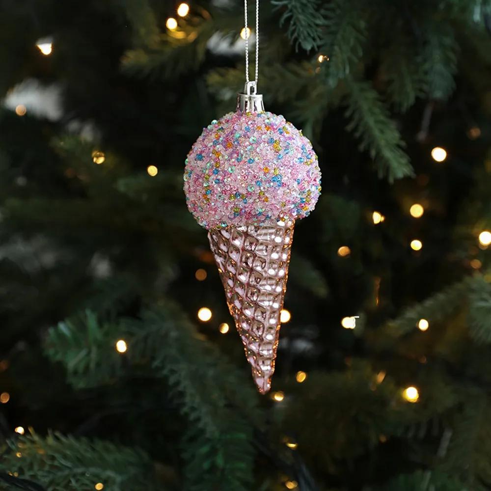 Merry Christmas Pink Hanging Cartoon Christmas Hanging INS 3D Christmas Tree Decoration Pendant Festival Window Display Decor