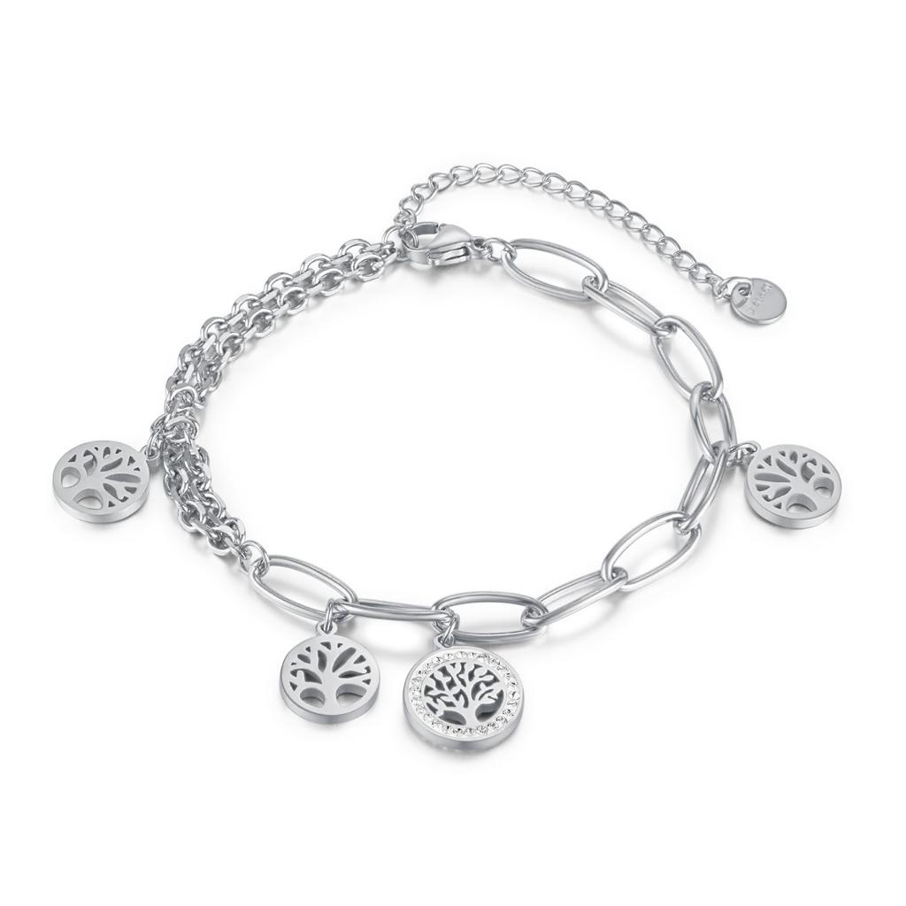 Fashionable Stainless Steel Tree Of Life, Light Luxury, High-End Sense Of Viscous Diamond Titanium Steel Bracelet Women