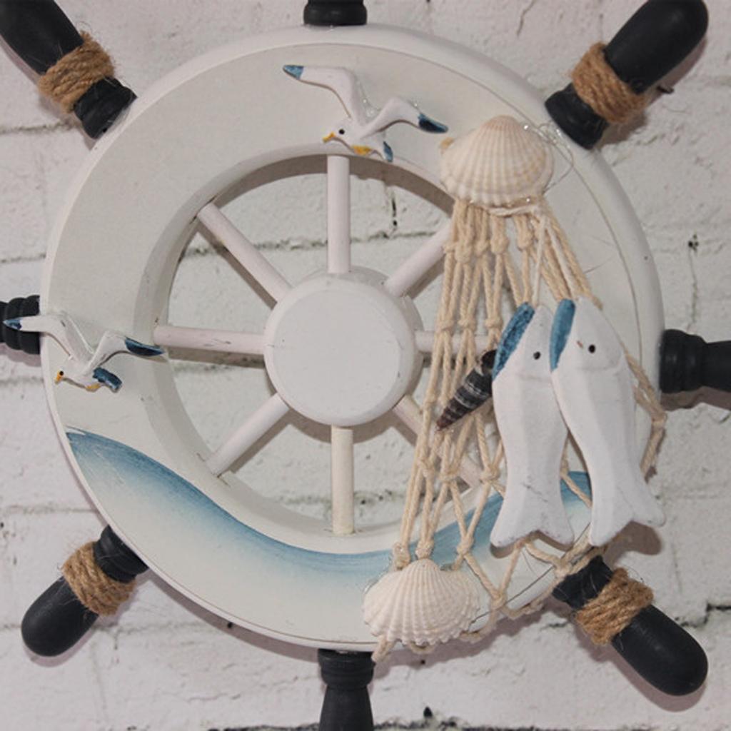 Ship Steering Wheel Net Beach Shop Home Wall Ornament