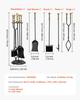 Fireplace Tool Set, 5 PCS Fire Tool Set and Holder with Five-Prong Stand, Tongs, Ash Shovel, Brush, Fire Place Poker, Wrought Iron Fireplace