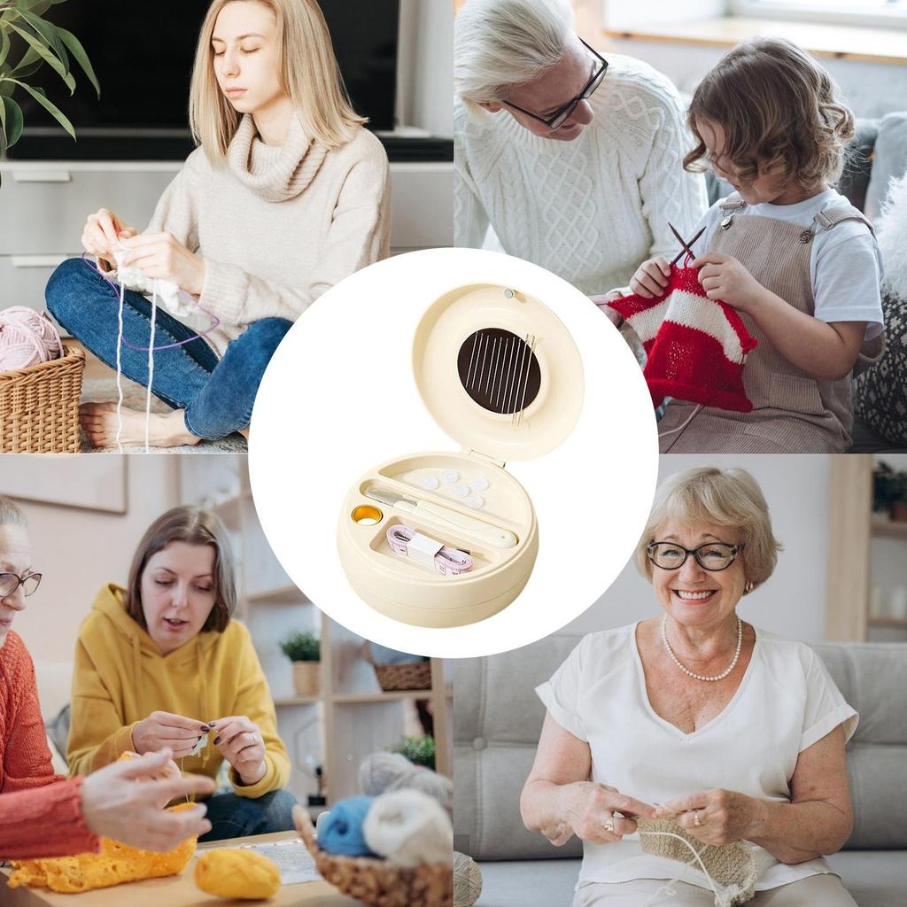 Small Sewing Kit Portable Magnetic Donut-Shaped Stitching Supplies Patch Sewing Kit for Youth Teens Mom Grandma Grandpa Wife