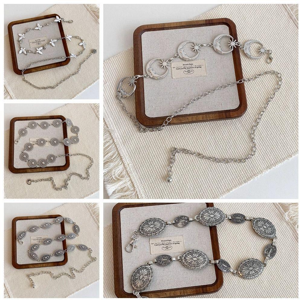 Belly Chain Metal Circular Ring Waist Chain Silver Ethnic Belt Chain  Shorts Decoration