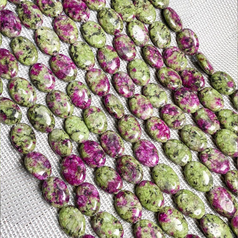 Hand-Painted Natural Gemstone Oval Beads for DIY Jewelry Necklaces & Bracelets