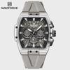 Men Watches Multifunctional Chronograph Wristwatches Luminous Hands Waterproof Silicone Strap Watch Square Dial