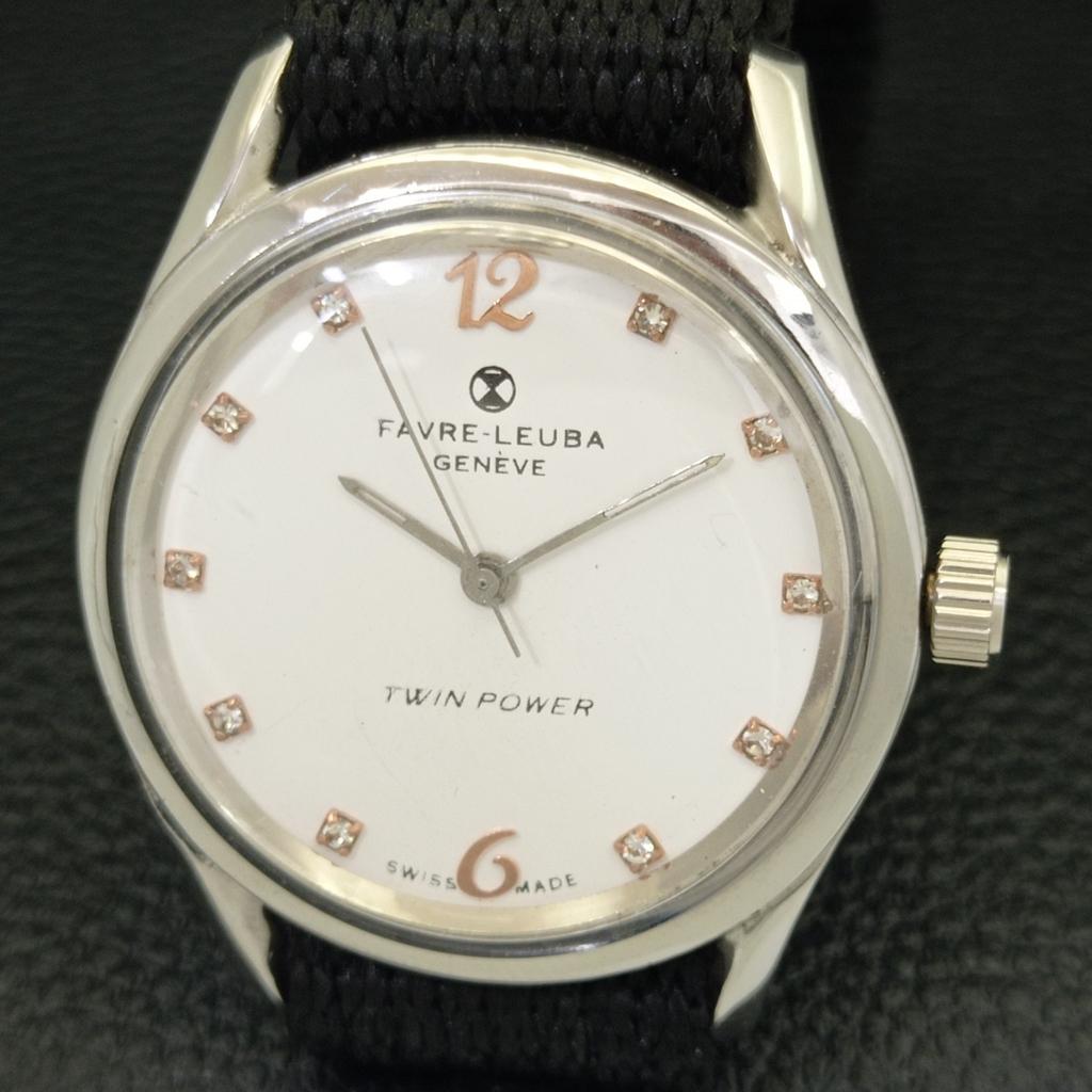 POUŽITÉ NATAHOVACÍ HODINKY FAVRE LEUBA GENEVE TWIN POWER ŠVÝCARSKÉ PÁNSKÉ HODINKY S BÍLÝM CIFERNÍKEM a432150-2 R110-a432150