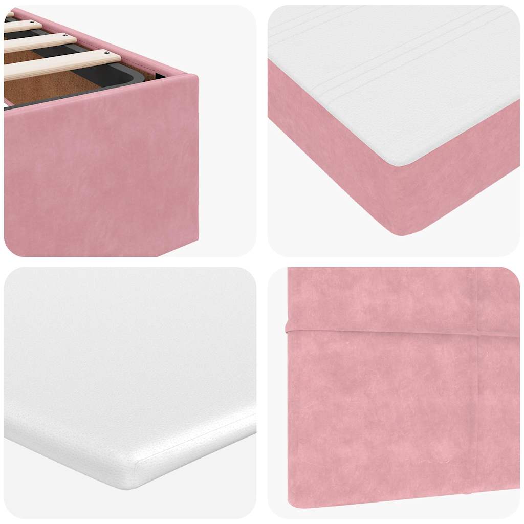 Ottoman Bed with Mattress Pink 140x190 cm Velvet