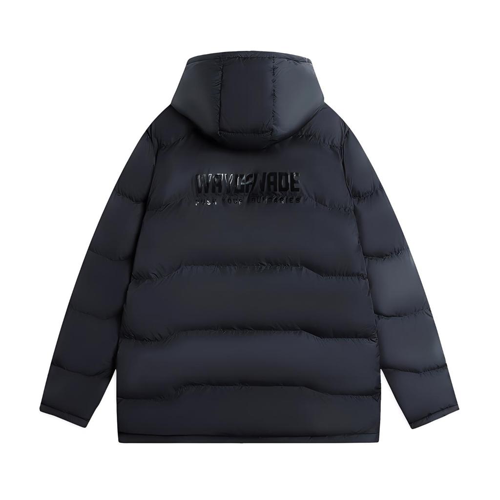 Li Ning Sports Lifestyle Series Logo Print Hooded Loose Thick Zipper Down Jacket Men Jackets Black YYMU193-1