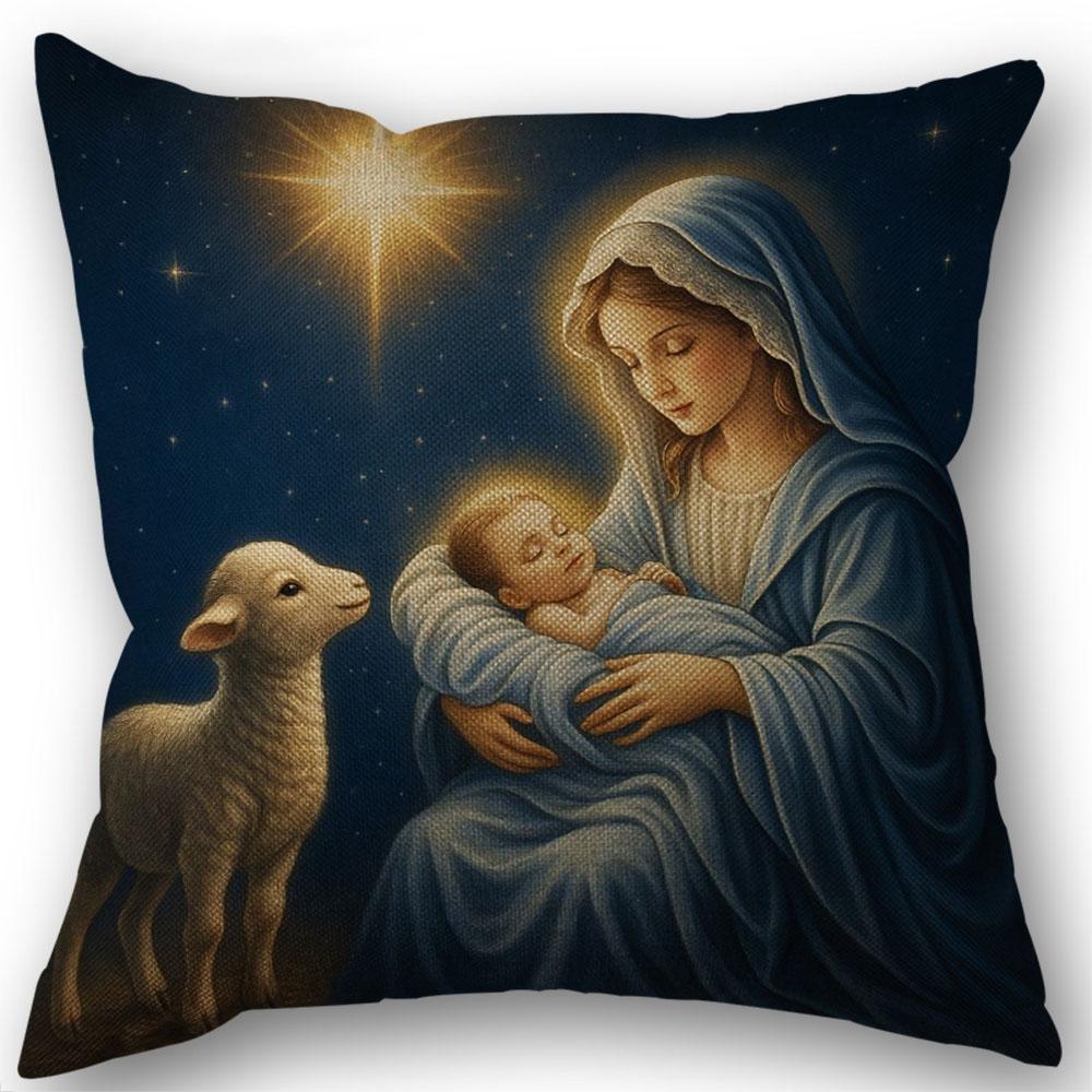 Christmas Nativity Jesus Cushion Covers , Farmhouse Living Room Decor 7.14