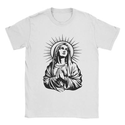 Vintage T Shirt Summer Tattoo Style Virgin Mary Hippie T Shirts  100 Cotton Tshirt for Men Y2K Retro Print Short Sleeve Clothes