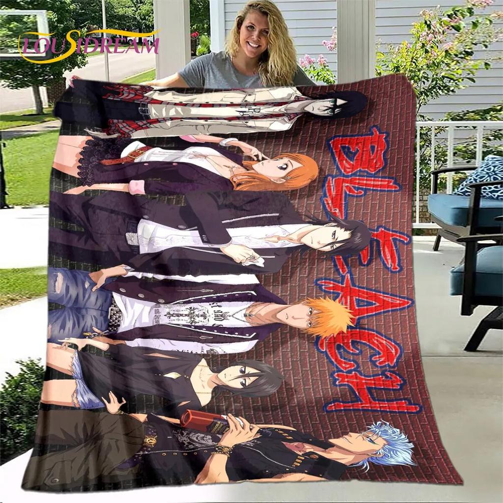 Bleach Japan Anime Cartoon Weiche Plüschdecke, Flanelldecke, Überwurf, Decke für Wohnzimmer, Schlafzimmer, Bett, Sofa, Picknick, Abdeckung für Kinder