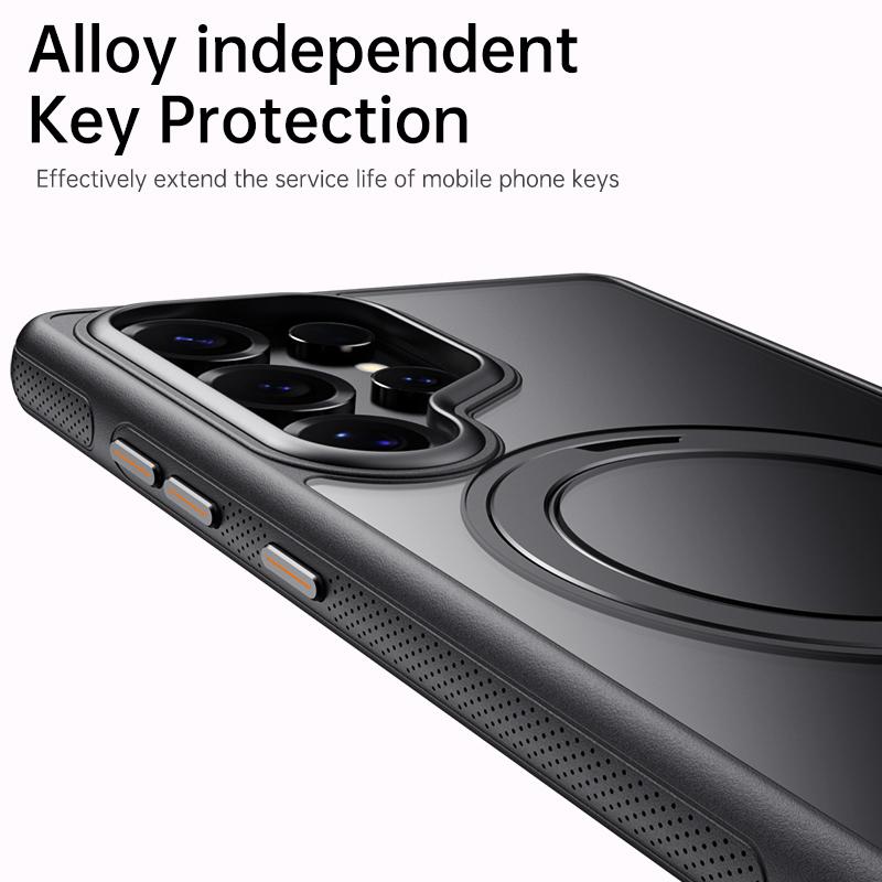 KEYSION N52 Magnetic 360° Ring Stand Case for MagSafe for Samsung Galaxy S25 Ultra 5G S25+ Matte Transparent Shockproof Phone Cover