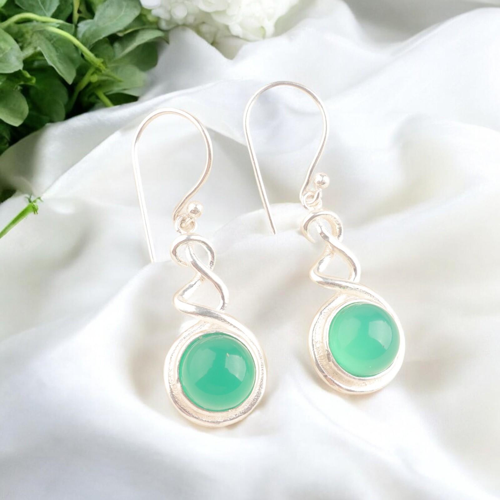 

Привлекательные серьги из серебра 925 пробы с кабошоном из зеленого оникса, женские украшения CE-14-40