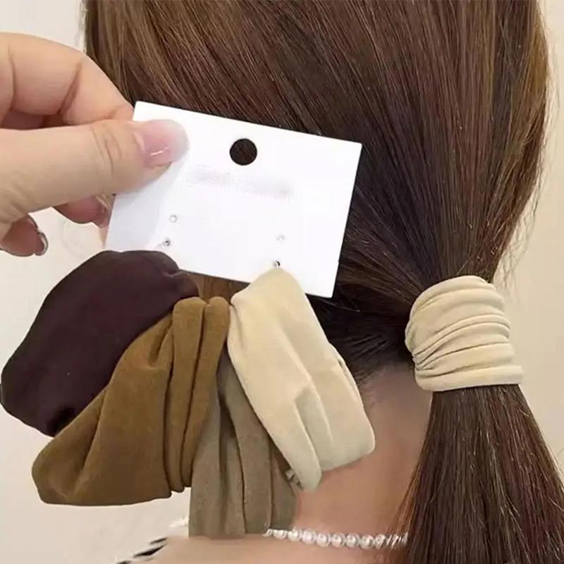 

Women Ponytail Holder Hair Tie Scrunchies Rubber Bands Korea Fashion Hair Accessories 4 Set Solid Widen Thicken Hair Band Ropes