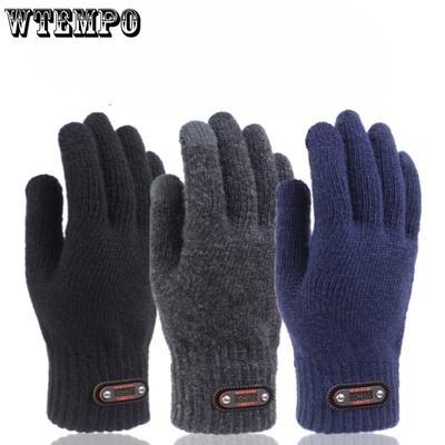 Winter Herrenhandschuhe Gestrickt Touchscreen Radfahren Warm und Warm Fünffinger Gestrickte Garnfingerhandschuhe