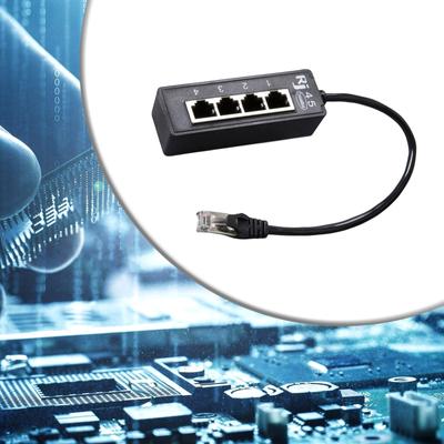Adaptér RJ45 Ethernet Splitter, 1 až 4 portový síťový rozšiřující konektor, rychlá rychlost pro domácnosti a kanceláře