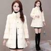 Danish mink imitation fur coat women's winter new thickened woolen large size medium and long mother coat black
