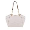 Michael Kors MK Pratt Logo Uzavírání na zip Potahovaná plátěná taška Tote Nákupní taška Přes rameno Crossbody Kabelka Velká dámská tote 35S4GTVT3B-VANILLA