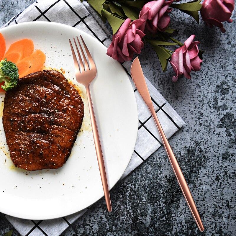 24pcs Gold Dinnerware Set Stainless Steel Cutlery Set Knife Fork Spoon Tableware Set Kitchen Flatware Set Dishwasher Safe