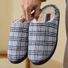 Fashion Mix Color Plaid Fur Slippers Women Soft Bottom Non Slip Plush Slippers Woman Faux Fur Warm Indoor House Cotton Slides Ladies