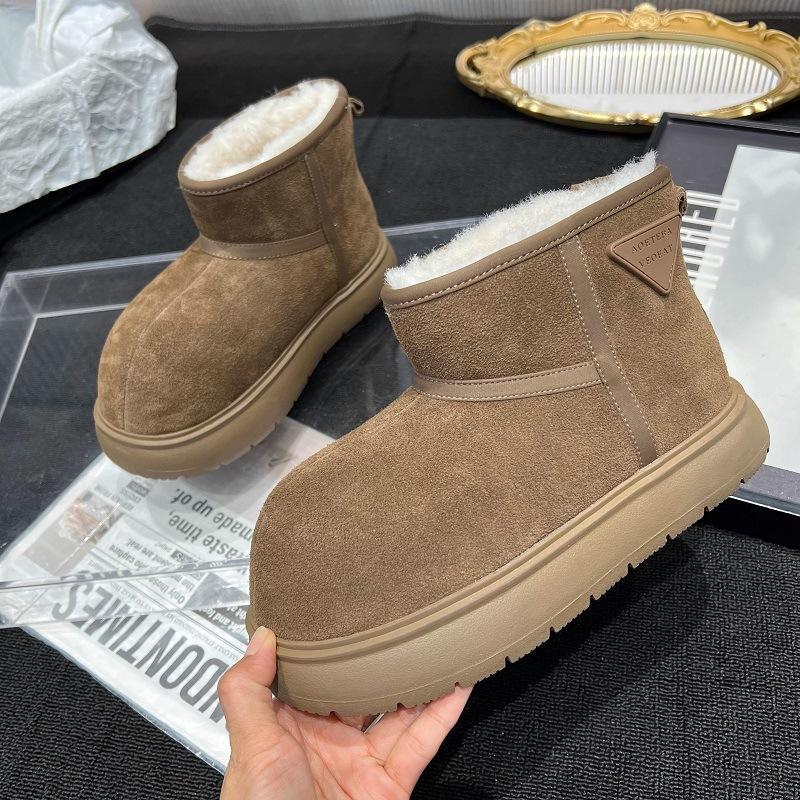 Thickened Northeast outdoor big head snow boots cotton shoes velvet thick-soled non-slip warm short boots