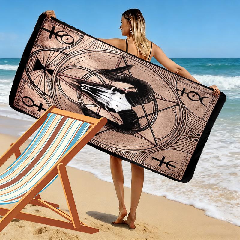 Totenkopf Satan Print Strandtuch, Großes Weiches Schnelltrocknendes Handtuch für Strand Camping Schwimmen