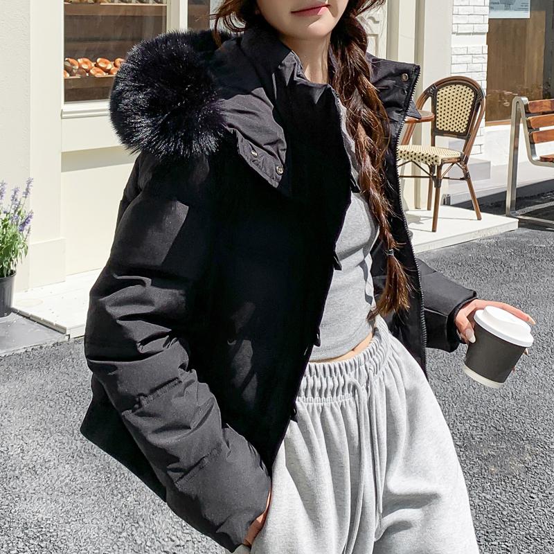 Fashion Winter Coat Female Short Parkas Hooded Faux Fur Collar Casual Loose Thick Warm Women's Jackets