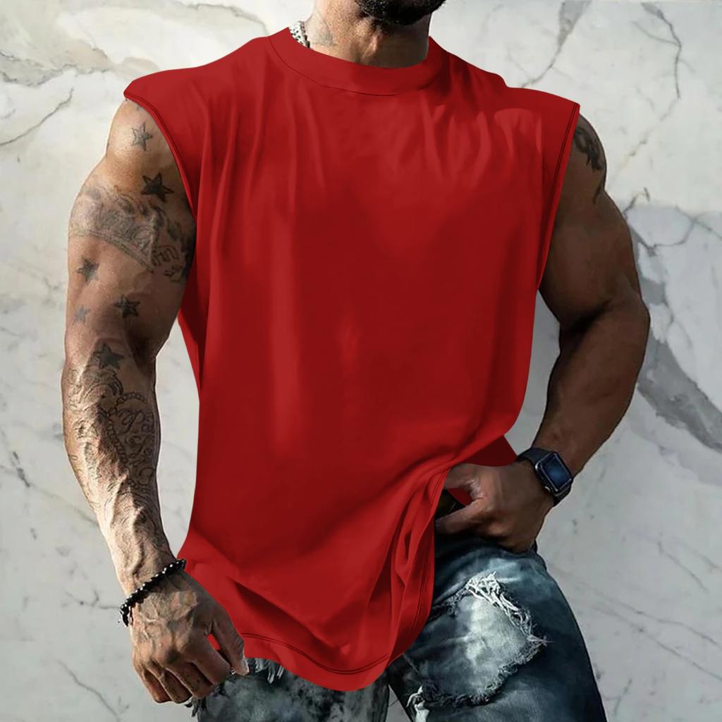 Men Sleeveless Tank Top Muscle Shirt Loose Fit Basic Solid Color Casual Summer Workout Vest for Daily Use
