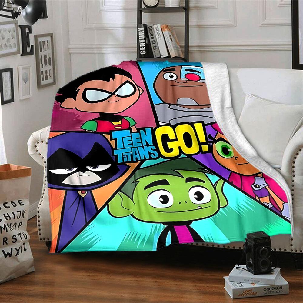 1pc Teen Titans Go! Flannel Throw Blanket - Lightweight Soft Warm All-Season Blanket for Sofa, Bed, Travel, Camping  L1029197