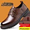 Ovigz Yadan Style Men's Premium Breathable Leather Business Shoes - Soft, Non-slip Sole.