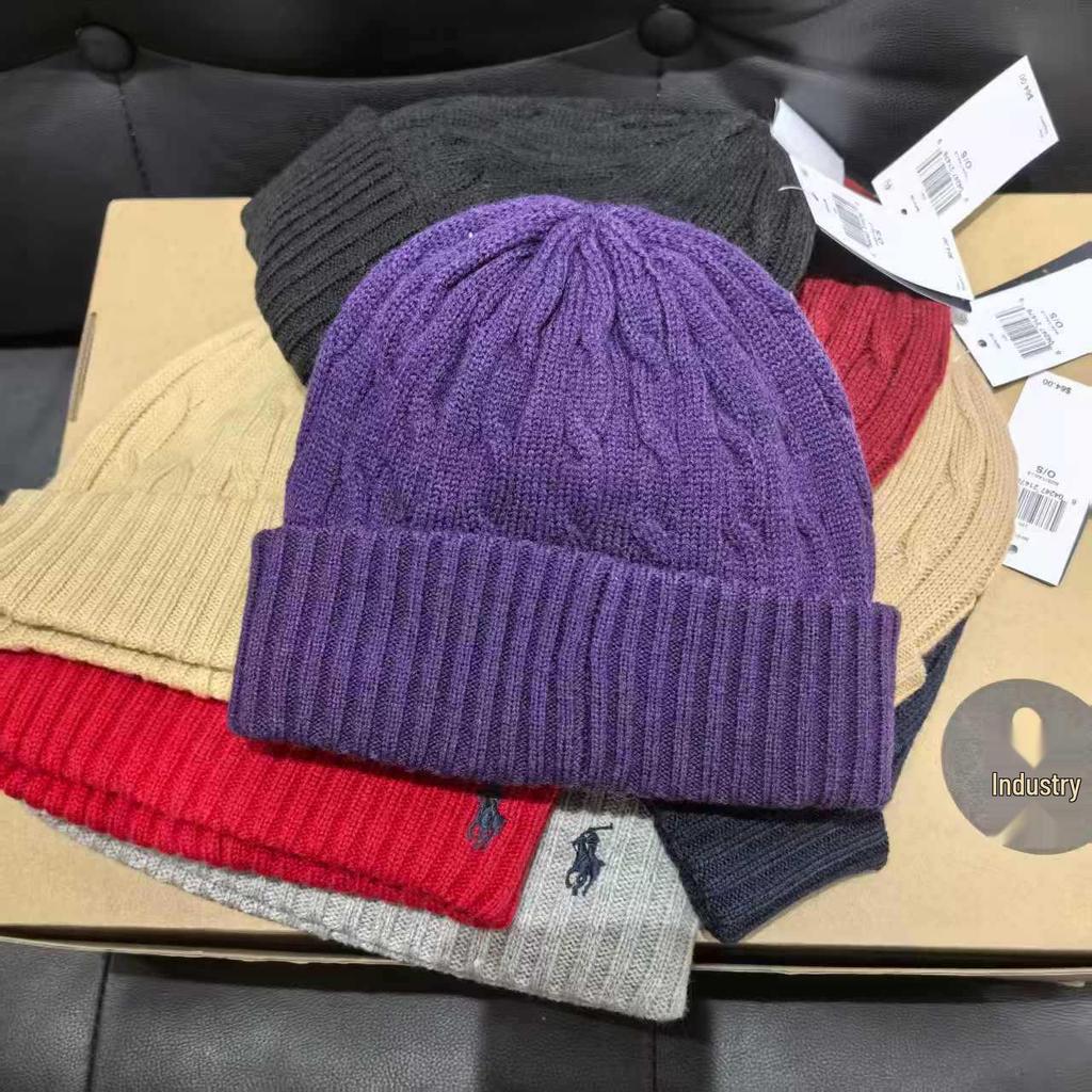 Zimní klasická copánková šála a čepice ze směsi vlny s výšivkou poníka pro páry