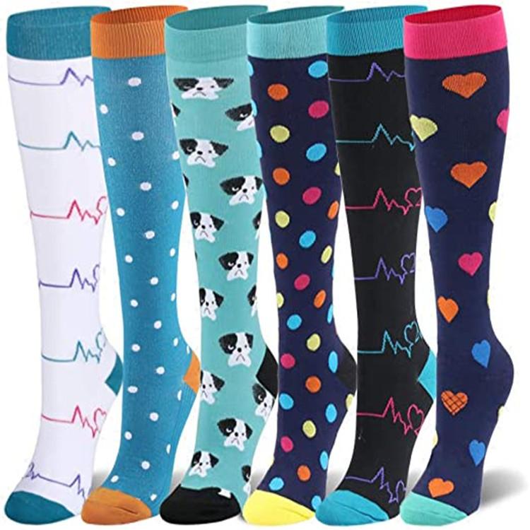 6 PAIRS Professional Nurse Compression Socks Firm Support Performance Swelling Relief Athletic Graduated Nursing Gift Pack S M белый
