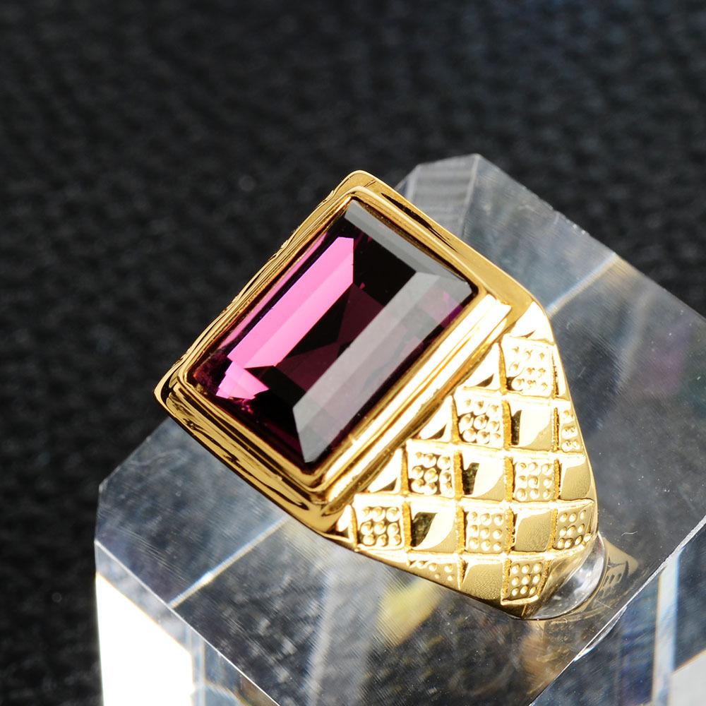 Keisha Lena Men Black Stone Signet Rings Stylish Rhombus Design Male Ring Gifts Jewelry