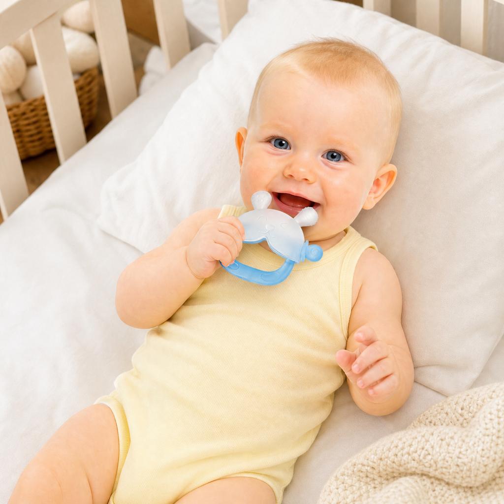 Food Grade Silicone Baby Teether Toy Soft Safe Chewable Teething Ring for Infant Oral Care and Sensory Development
