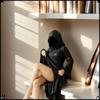Halloween 3D Mysterious Statue Gothic Black Robe Queen Figure Bookshelf Sculpture Spooky Sitting Statues Desktop Ornaments Gifts
