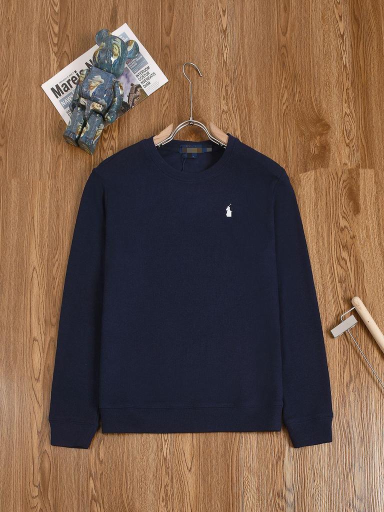 Men's High-End Pure Cotton Polo Sweatshirt – Long Sleeve, Embroidered Label, Business Casual, Cross-Border Style