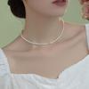 Natural freshwater rice pearl necklace Baroque temperament neck chain stacked fashion collarbone chain