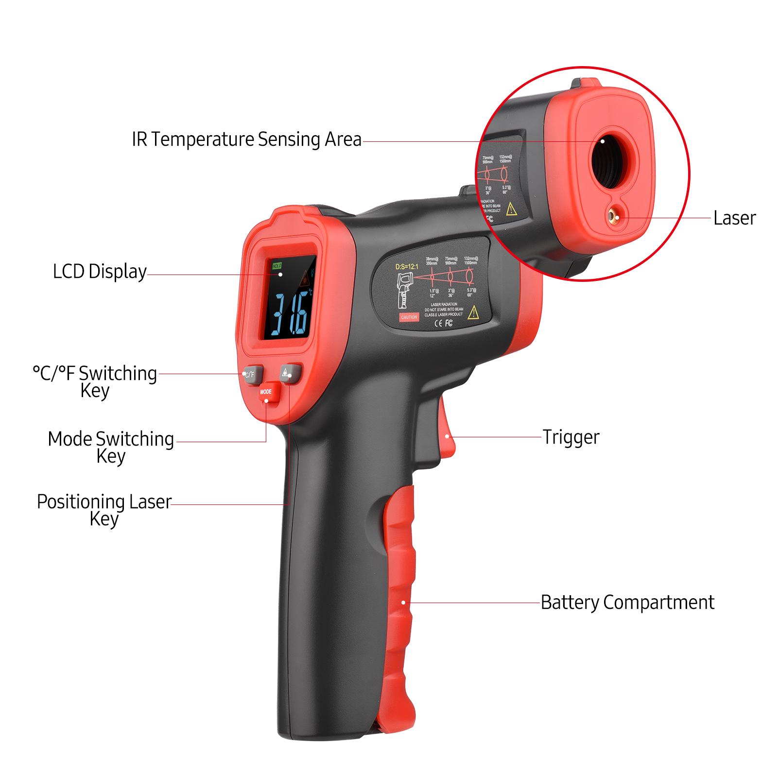 

50 celsius 950 celsius 58 Fahrenheit 1742 Fahrenheit Colorful Screen Infrared Thermometer IR Laser Thermometer WT327B