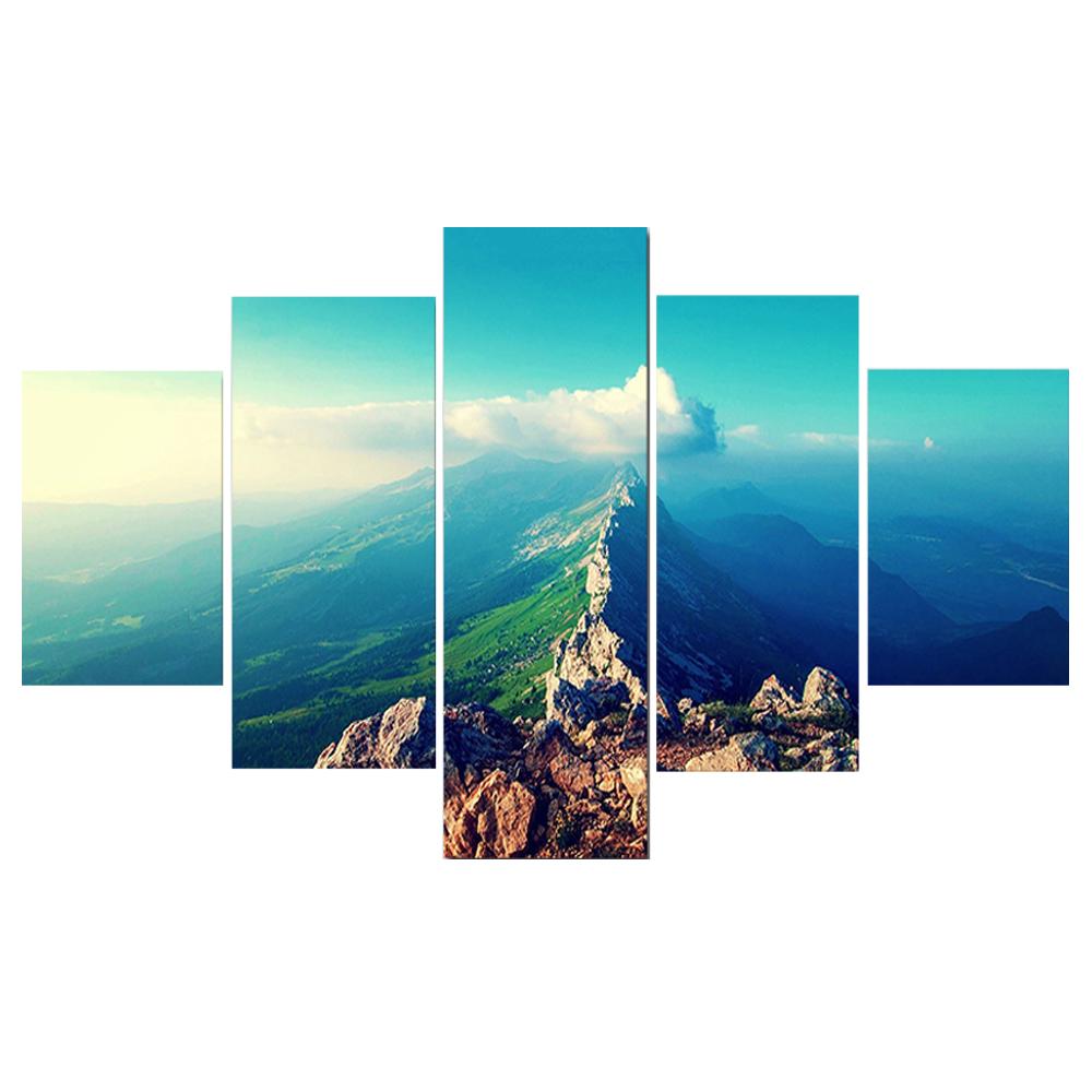 Wall Art Canvas Painting 5 Pieces Popular Clouds And Hilltop Views Modern Picture On Canvas Prints Decor No Frame