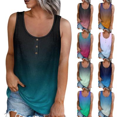 Moda feminina verão gola redonda regata leve sem mangas estampa regata