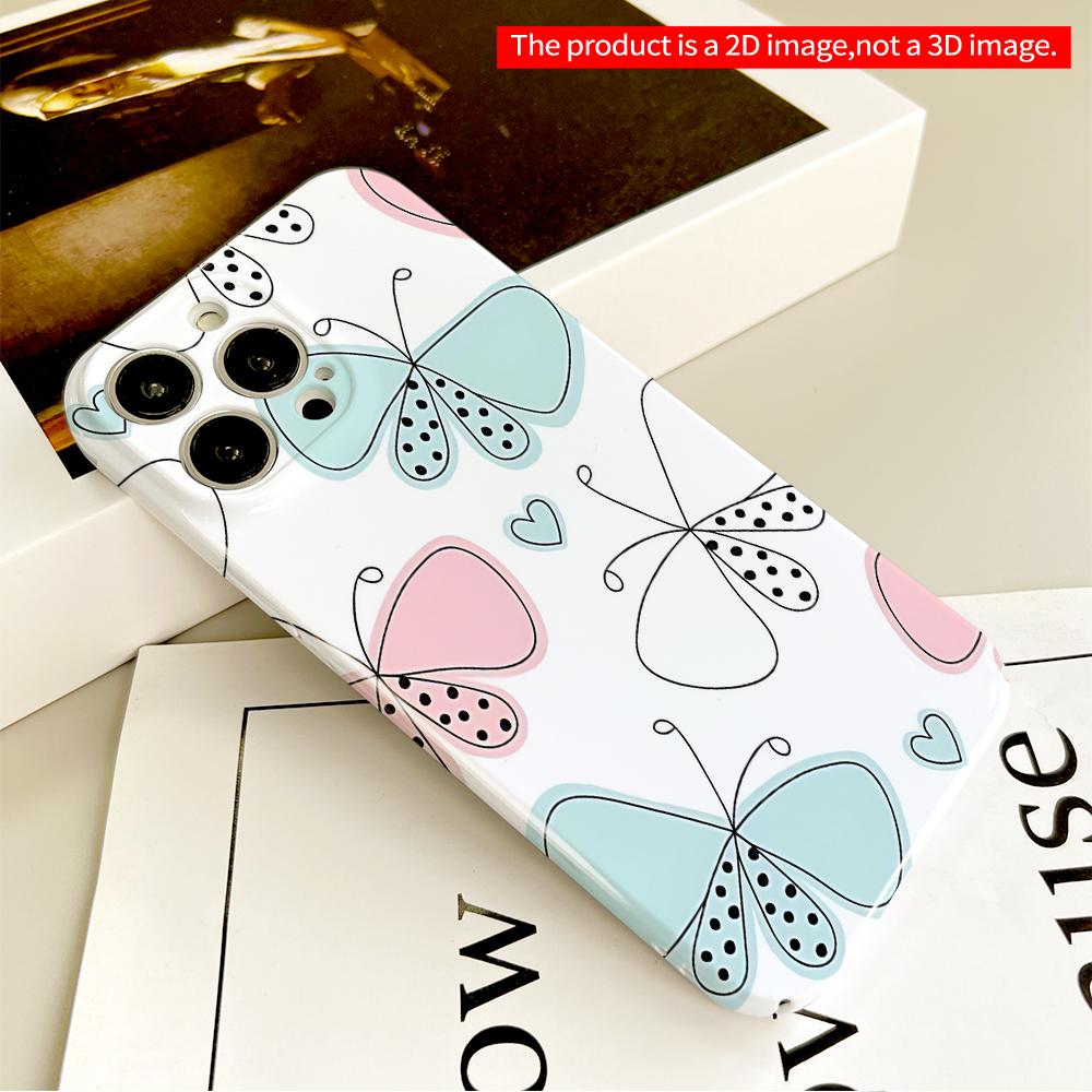 Butterfly & Heart Pattern Phone Case All Inclusive Film Hard Phone Case, Compatible with iPhone 18 Pro Max 17 16 15 14 13 12 11