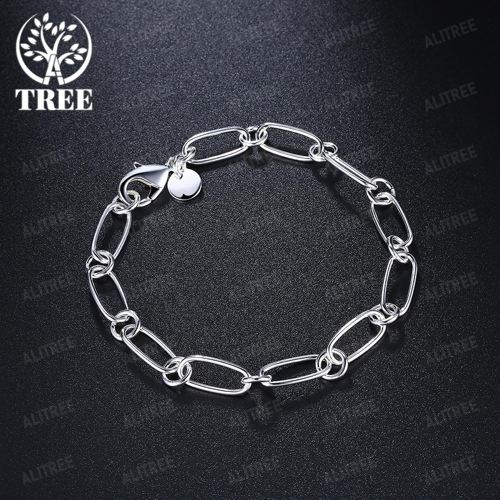 925 Sterling silver circle chain Bracelets for woman men classic Wedding party Christmas Gifts fashion fine Jewelry 20cm 8inch