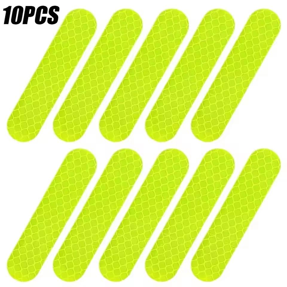 80-10Pcs Helmet Safety Warning Reflective Stickers Strip Waterproof High Visibility Reflector Tape for Night Riding Walking Car