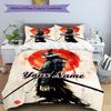 3PC Custom Name Samurai Warrior Sun Bedding Set Duvet Cover Closure Includes 1 Duvet Cover & 2 Pillowcases for Bedroom