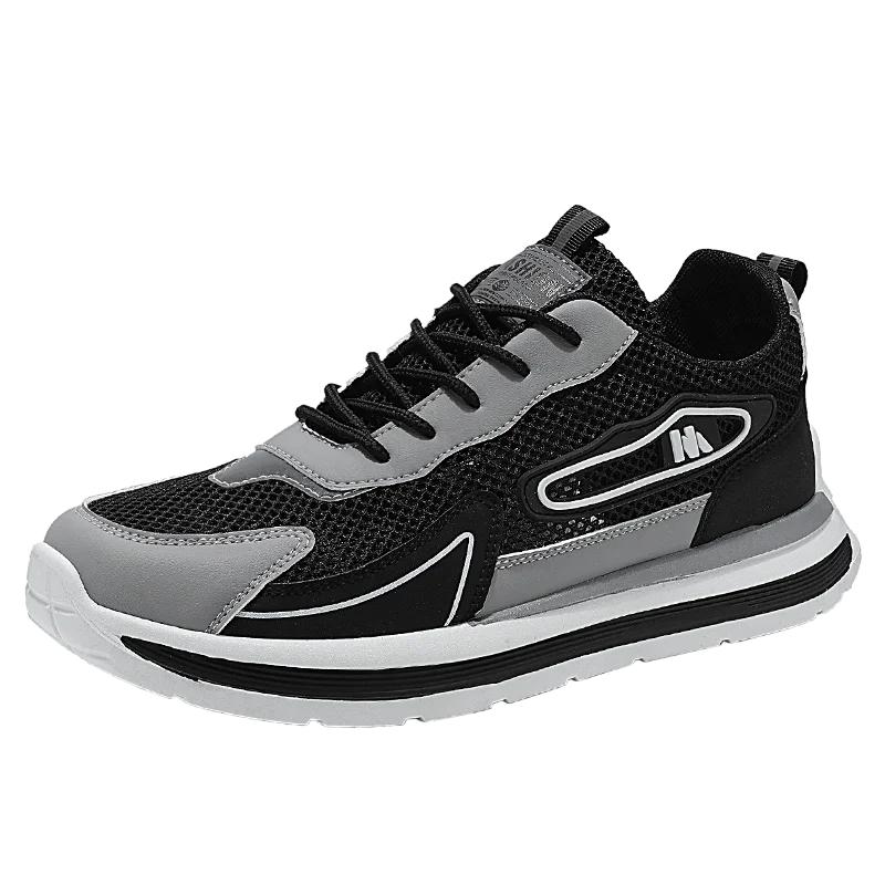 

Дышащие кроссовки на мягкой подошве на все сезоны, нескользящие, сетчатые, повседневные, спортивные, мужская обувь, уличные кроссовки, модные студенческие кроссовки 39 чёрный