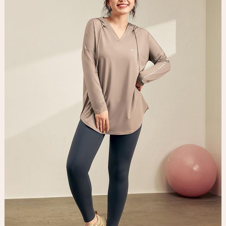 Plus Size Yoga Quick Dry Hooded Set: Slimming Long Sleeve & Pants, Loose Mid-Length Cover for Chubby Sisters