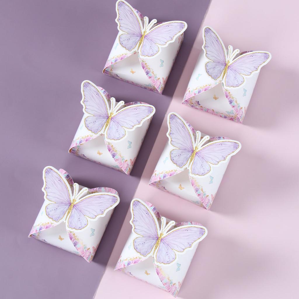12pcs Butterfly Candy Boxes Gifts Packing Paper Boxes Birthday Party Decorations Girls Wedding Baby Shower Favors For Guest