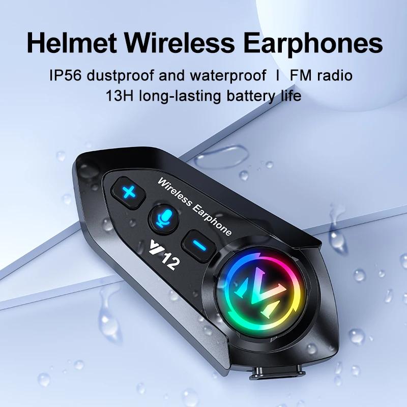 Y12 Bluetooth 5.4 Motorcycle Helmet Headset Stereo Voice Control Hands Free Call Waterproof 500mAh With Ambient Light